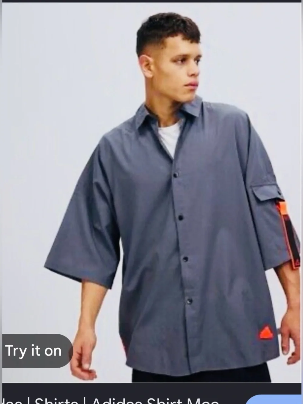 Adidas City Escape Premium  gray Button down Shirt with orange mesh mens small